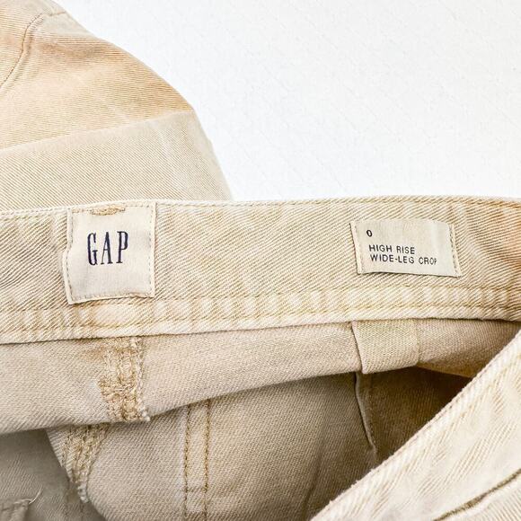 Gap High Rise Wide Leg Cropped Denim Jeans Khaki Size 0 - Picture 5 of 8